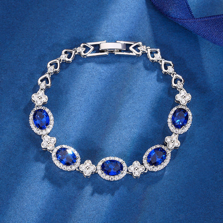 ZIRAVE Jewerly Vintage Simulated Gemstone Heart & Clover Bracelet