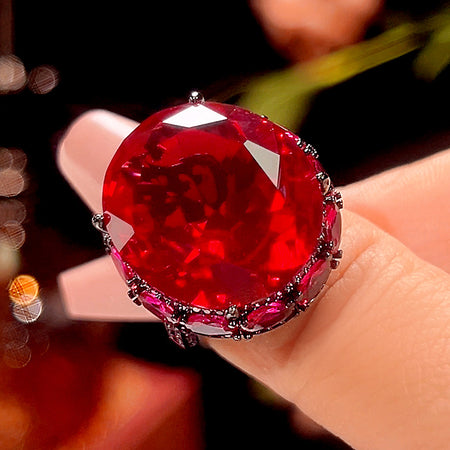 ZIRAVE Jewelry Vintage Colored Gemstone Black Gold Ring(4 Colors Available)