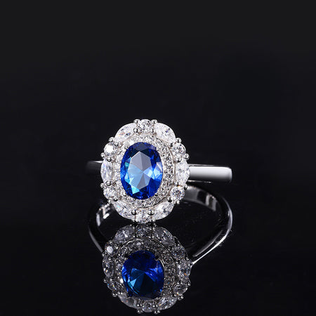 ZIRAVE Jewelry Vintage Imitation Blue Spinel Minimalist Style Ring