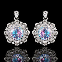 ZIRAVE JewelryGradient Gemstone Sunflower Halo Earrings