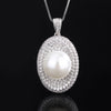 ZIRAVE Jewelry Vintage Simulated South Sea Pearl Pave Jewelry Set (Pendant + Ring)