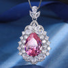 ZIRAVE Jewelry Teardrop Faux Gem Halo Necklace