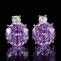 ZIRAVE Jewelry Rose-Cut Faux Purple Diamond Earrings