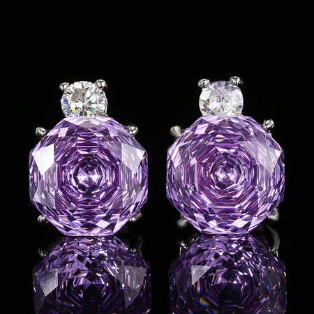 ZIRAVE Jewelry Rose-Cut Faux Purple Diamond Earrings