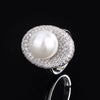 ZIRAVE Jewelry Vintage Simulated South Sea Pearl Pave Jewelry Set (Pendant + Ring)