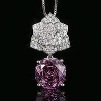 ZIRAVE Jewelry Camellia Pink Diamond Pendan