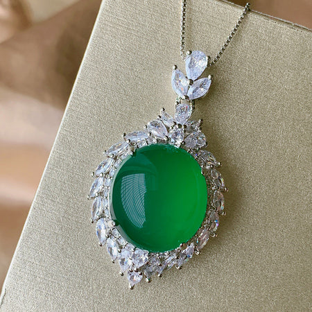 ZIRAVE Jewelry  Luxury Icy Green Agate Nicklace