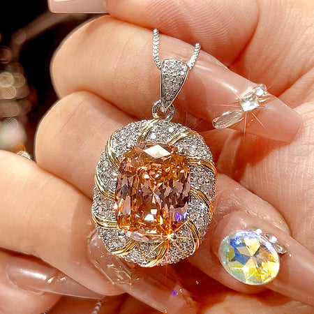 ZIRAVE Jewelry Two Tone Wrapped Pink Orange Sapphire Simulant Jewelry Set (Copy)