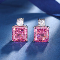 ZIRAVE Jewelry Vintage Simulated Pink Diamond Cushion Earrings