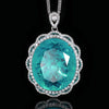 ZIRAVE Jewelry Large Oval Paraiba Emerald Halo Pendant Necklace
