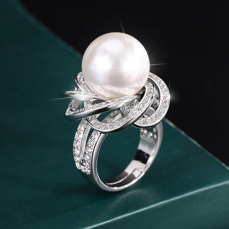 ZIRAVE Jewelry Vintage Simulated Pearl Star Ring
