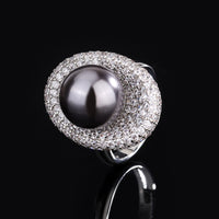 ZIRAVE Jewelry Vintage Simulated South Sea Pearl Pave  Ring