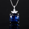 ZIRAVE Jewelry Princess-Cut Faux Gem Crown Pendant Necklace (Multi-Colors Available)