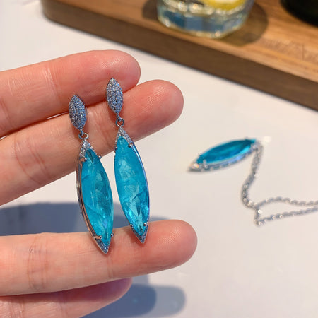 ZIRAVE Jewelry  Marquise-Cut Simulated Paraiba Gemstone Earrings