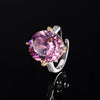 ZIRAVE Jewelry Two-Tone Gold Oval Gemstone Large Center Adjustable Ring (Multi-Color Options)