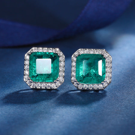 ZIRAVE Jewelry  3-Color Cushion-Cut Gemstone Double Halo Earrings