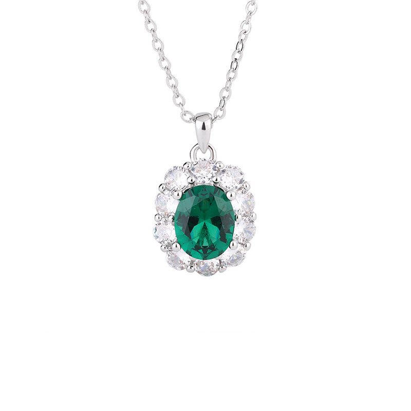 ZIRAVE jewelry copper bottom gold plating simulation emerald retro Nicklace