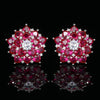 ZIRAVE Jewelry Vintage Simulated Ruby Flower Earrings