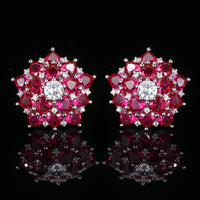 ZIRAVE Jewelry Vintage Simulated Ruby Flower Earrings