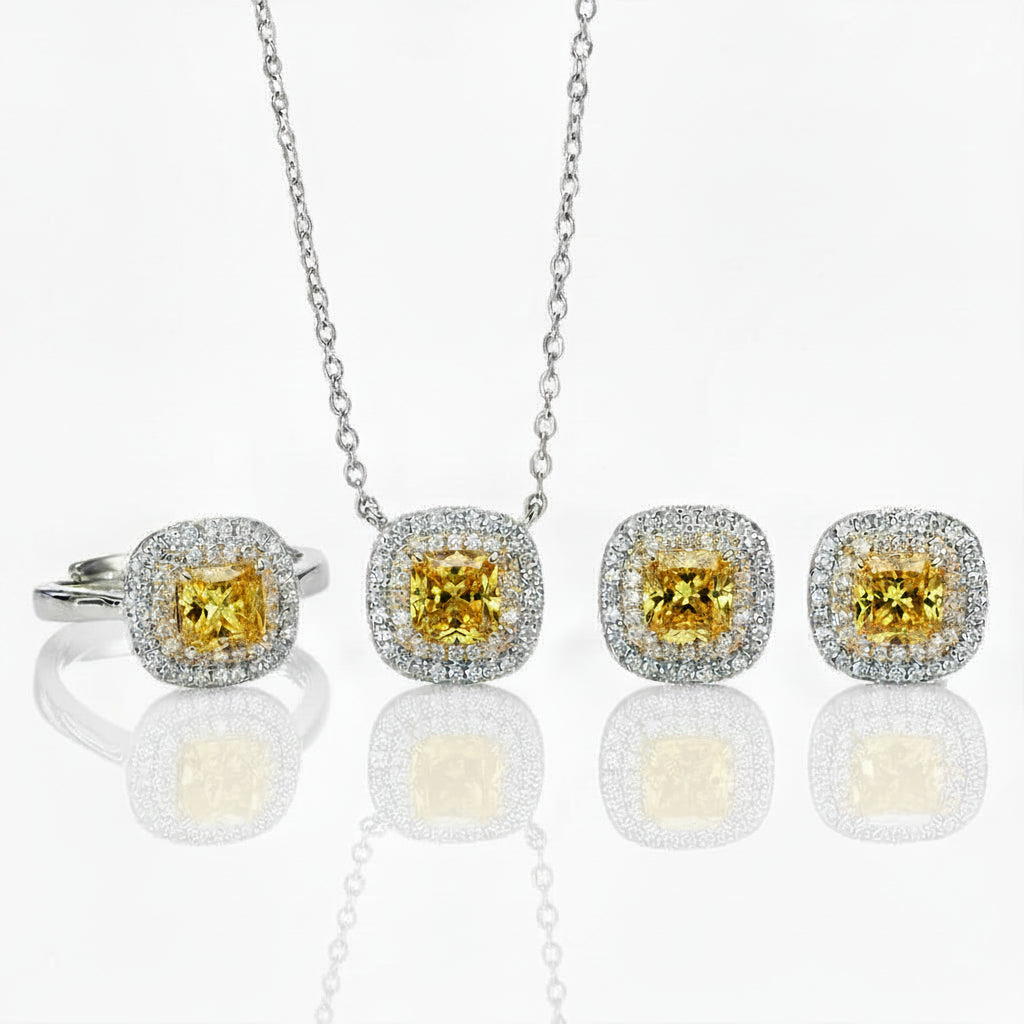 ZIRAVE Jewelry Simulation Yellow Diamond Jewelry Set