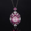 ZIRAVE Jewelry Vintage Simulated Pink Diamond Black Gold Halo Jewelry Set