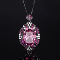 ZIRAVE Jewelry Vintage Simulated Pink Diamond Black Gold Halo Jewelry Set