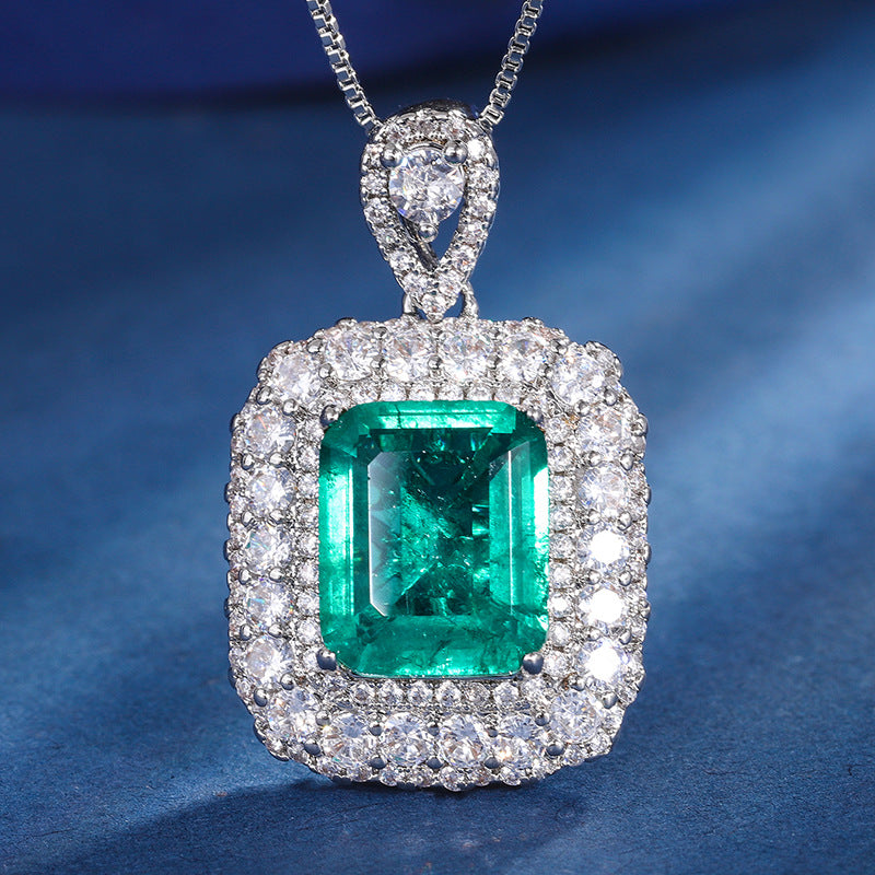 ZIRAVE Jewelry  3-Color Cushion-Cut Gemstone Double Halo Jewelry Set (Necklace + Ring + Earrings)