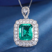 ZIRAVE Jewelry  3-Color Cushion-Cut Gemstone Double Halo Jewelry Necklace