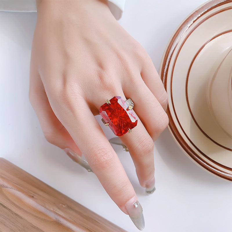 ZIRAVE Fashion Jewelry Imitation Rhinestone Cut Square Diamond Ring