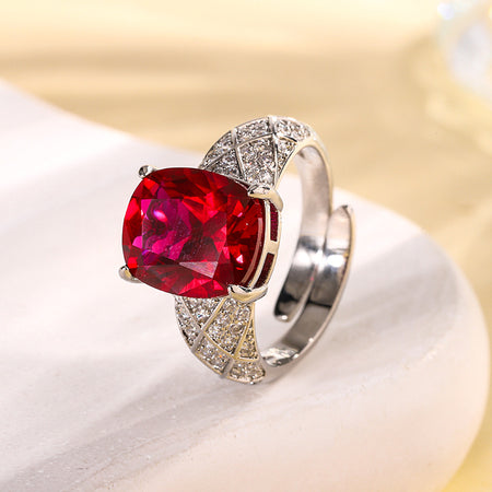 ZIRAVE Jewelry Copper-Based Gold-Plated Imitation Gemstone Corundum Ring