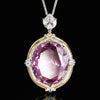ZIRAVE Jewelry Two-Tone Vintage Large Oval Gemstone Pendant Available in 3 Colors