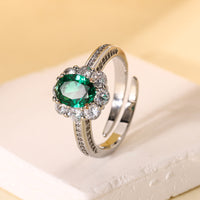 ZIRAVE jewelry copper bottom gold plating simulation emerald retro Ring