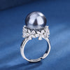 ZIRAVE Jewelry Flower Halo Faux South Sea Pearl Open Ring (Multi-Colors Available)