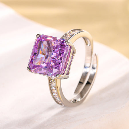 ZIRAVE Jewelry Radiant-Cut Faux Gem Solitaire Ring (Multi-Colors Available)