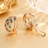 ZIRAVE Jewelry Rose Gold Chevron Baguette Gem Hoop Earrings in 3 Colors