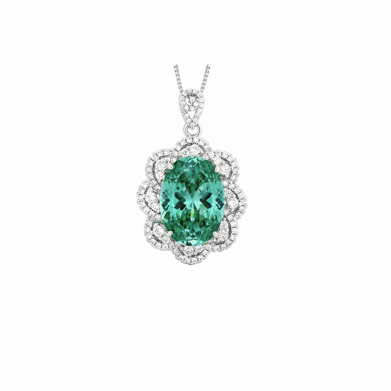 ZIRAVE JewelryVintage Simulated Paraiba Floral Halo Nicklace