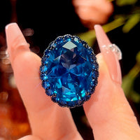 ZIRAVE jewelry simulation blue spinel premium egg-shaped ring