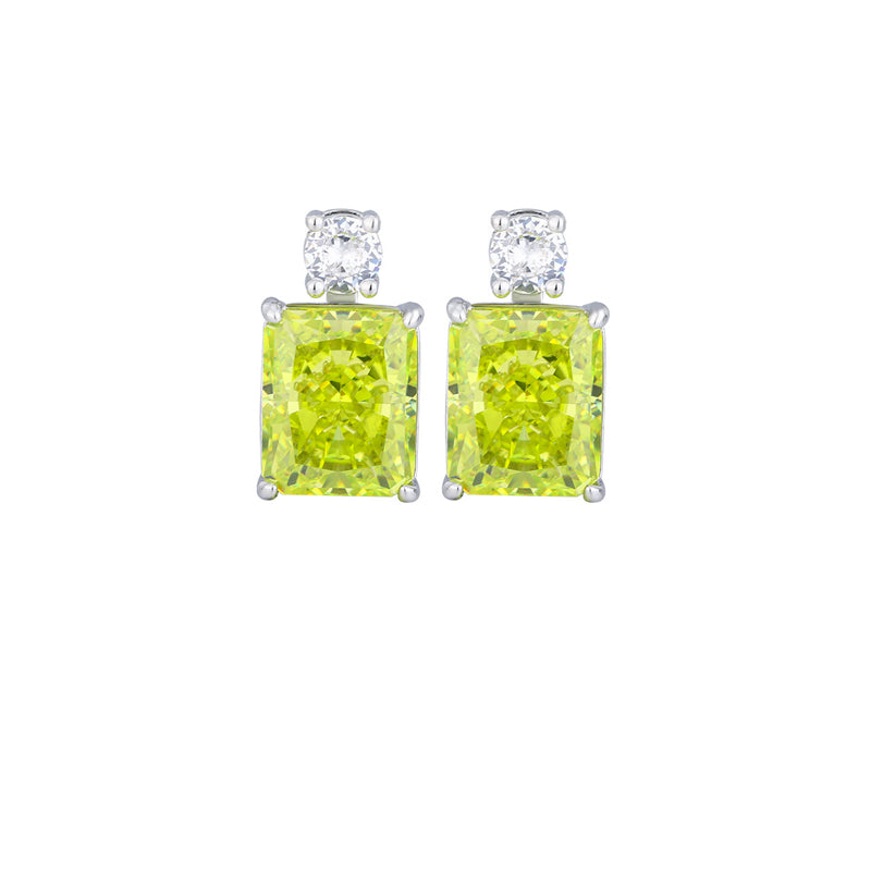 ZIRAVE Jewelry Radiant-Cut Yellow Diamond Simulated Earrings