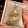 ZIRAVE Jewelry  Vintage Simulated South Sea Gold Pearl Gourd Pendant Necklace