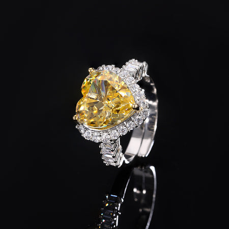 ZIRAVE Jewelry Heart-Shaped Faux Color Gem Halo Ring (Multi-Colors Available)