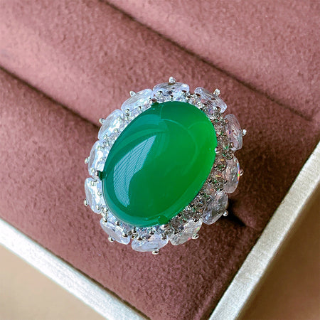 ZIRAVE Jewelry  Luxury Icy Green Agate Ring
