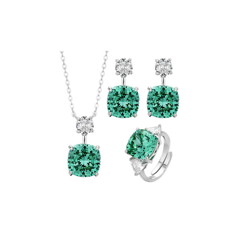 ZIRAVE Jewelry Vintage-Style Accessories Imitating Paraiba Green Jewelry Set