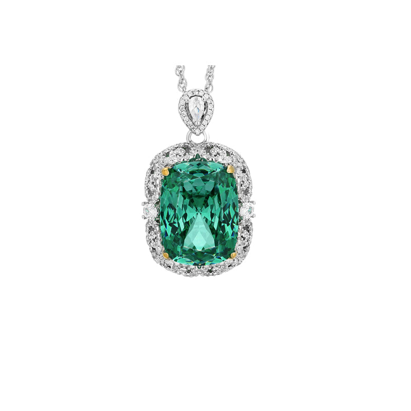 ZIRAVE Jewelry Two-Tone Gold Simulated Paraiba Gemstone Necklace