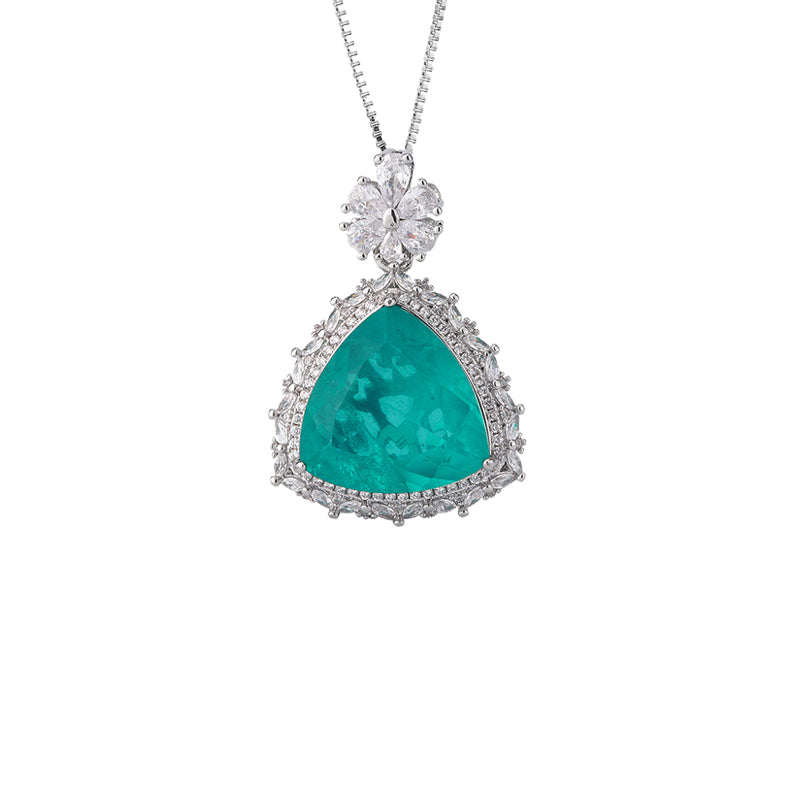 ZIRAVE Jewelry Triangle-Cut Faux Paraiba Tourmaline Necklace