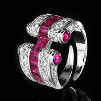 ZIRAVE Jewelry Vintage Ring with Imitation Blue Spinel and Ruby