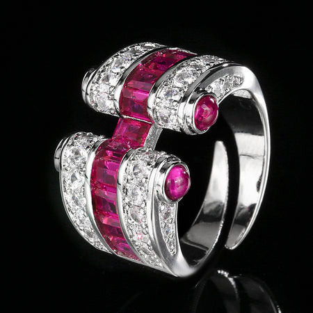 ZIRAVE Jewelry Vintage Ring with Imitation Blue Spinel and Ruby
