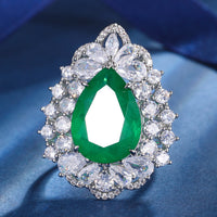 ZIRAVE Jewelry Teardrop Faux Gem Halo Ring