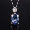 ZIRAVE Jewelry Two-Tone Gold Cushion-Cut Gemstone Pendant Necklace (Multi-Color Options)