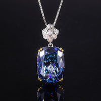 ZIRAVE Jewelry Two-Tone Gold Cushion-Cut Gemstone Pendant Necklace (Multi-Color Options)