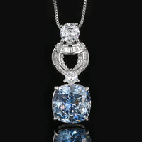 ZIRAVE Jewelry Vintage Simulated Blue Diamond Cushion Nicklace